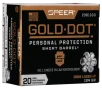 Speer 23611GD Gold Dot Personal Protection Short Barrel 9mmLuger P 124gr Hollow Point 20 Per Box 10 Case