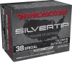 Winchester Ammo W38ST Silvertip 38Special 110gr Silvertip Jacket Hollow Point 20 Per Box 10 Case