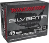 Winchester Ammo W45AST Silvertip 45ACP 185gr Silvertip Jacket Hollow Point 20 Per Box 10 Case
