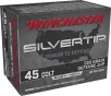 Winchester Ammo W45CST Silvertip 45Colt 225gr Silvertip Jacket Hollow Point 20 Per Box 10 Case