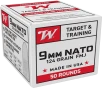 Winchester Ammo W9NATO50 USA 9mmNATO 124gr Full Metal Jacket 50 Per Box 20 Case