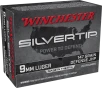 Winchester Ammo W9MMST2 Silvertip 9mmLuger 147gr Silvertip Jacket Hollow Point 20 Per Box 10 Case