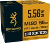 Browning Ammo BM193100 M193 5 56mm 55gr Full Metal Jacket 100 Per Box 10 Case