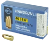 PPU PPH40F Handgun 40S W 165gr Flat Point Jacketed 50 Per Box 10 Case