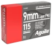 Aguila 1E097704 9mm Luger 115gr Full Metal Jacket 50 Per Box 20 Case