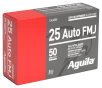 Aguila 1E252110 25ACP 50gr Full Metal Jacket 50 Per Box 20 Case