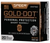 Speer 23975GD Gold Dot Personal Protection Short Barrel 45ACP 230gr Hollow Point 20 Per Box 10 Case