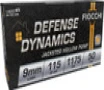 Fiocchi 9APHP Defense Dynamics Jacketed Hollow Point 115 Grain 9mm Luger Parabellum 1175 fps