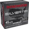 Winchester W45AST Silvertip Silvertip Jacket Hollow Point 185 Grain  45 ACP Auto 1000 fps