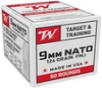 Winchester USA 9mm NATO Ammo 124 Grain Full Metal Jacket 50 Rnd