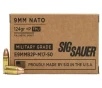 Sig Sauer 9mm NATO 124 gr  P FMJ M17 Military Grade 50 Box