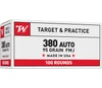 Winchester Ammo USA380VP USA 380ACP 95gr Full Metal Jacket Flat Nose 100 Per Box 5 Case