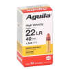 Aguila High Velocity 22 Long Rifle Ammunition 40 Grain Copper Plated Solid Point - 1B220328