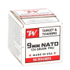 Winchester USA 9mm NATO Ammo 124 Grain Full Metal Jacket - W9NATO50