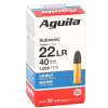 Aguila Subsonic 22 Long Rifle Ammunition 40 Grain Lead Solid Point - 1B220269
