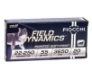Fiocchi Field Dynamics 22-250 Remington Ammo 55 Grain Pointed Soft Point - 22250B