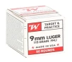 Winchester USA 9mm Luger Ammunition 115 Grain Full Metal Jacket - W9MM50