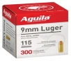 Aguila 9mm Luger Ammunition 115 Grain Full Metal Jacket 300 Round Box- 1E097700