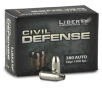 Liberty Civil Defense 380 ACP Auto Ammo 50 Grain Fragmenting Copper Hollow Point Lead Free - LA-CD-380-023