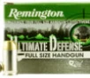 Remington Ammunition 28973 Ultimate Defense Full Size Handgun 45ACP P 185gr Brass Jacketed Hollow Point 20 Per Box 25 Case