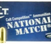 Colt Ammo 45A230FMJCT National Match 45 ACP 230 GR FMJ 50 Bx  20 Cs
