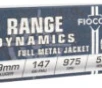 Fiocchi 9APD Range Dynamics  9mmLuger 147gr Full Metal Jacket 50 Per Box 20 Case