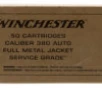 Winchester Ammo SG380W Service Grade  380 ACP 95 gr Full Metal Jacket Flat Nose  FMJFN  50 Bx 10 Cs