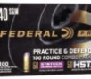 Federal P40HST1TM100 Practice   Defend  40 S W 180 gr HST Synthetic 100 Bx  5 Cs