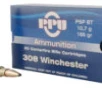 PPU PP3082 Standard Rifle  308 Win 165 gr Pointed Soft Point Boat-Tail  PSPBT  20 Bx  10 Cs