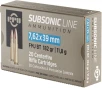 PPU PPS76239 Subsonic  7 62x39mm 182 gr Full Metal Jacket  FMJ  20 Bx  25 Cs