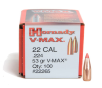 HORNADY V-Max 22 Cal .224 53Gr 100 Per Box Bullets (22265)