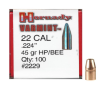 HORNADY Varmint 22 Cal .224 HP BEE 45Gr 100 Per Box Bullets (2229)