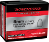 Winchester Centerfire Handgun Reloading 9mm, .355, 115gr, FMJFB, 100rd Box, NOT AMMO THESE ARE RELOADING BULLETS