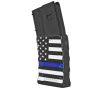 Mission First Tactical Magazine 223 Remington/5.56x45mm, Blue Line American Flag, For AR-15/M4, 30rd