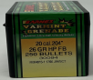 Barnes 20 Cal (.204 Dia) Reloading Bullets Varmint Grenade Copper B30094 26 Grain Frangible Hollow Point 250 Pieces