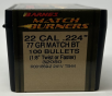 Barnes 22 Cal (.224 Dia) Reloading Bullets Match Burner B32050 77 Grain Boat Tail Hollow Point 100 Pieces