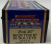 Barnes 25 Cal (.257 Dia) Reloading Bullets Copper TTSX B30218 80 Grain Boat Tail Ballistic Tip 50 Pieces