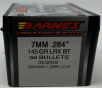 Barnes 7mm (.284 Dia) Reloading Bullets Copper LRX B30282 145 Grain Boat Tail Ballistic Tip 50 Pieces
