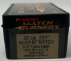 Barnes 22 Cal (.224 Dia) Reloading Bullets Match Burner B30162 69 Grain Boat Tail Hollow Point 100 Pieces