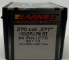 Barnes 270 Cal (.277 Dia) Reloading Bullets Copper LRX B32112 155 Grain Boat Tail Ballistic Tip 50 Pieces