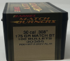 Barnes 30 Cal (.308 Dia) Reloading Bullets Match Burner B30385 175 Grain Boat Tail Hollow Point 100 Pieces