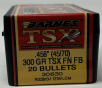 Barnes 45-70 (.458 Dia) Reloading Bullets Copper TSX B30630 300 Grain Flat Base Flat Nose Hollow Point 20 Pieces
