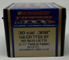 Barnes 30 Cal (.308 Dia) Reloading Bullets Copper TTSX B30370 168 Grain Boat Tail Ballistic Tip 50 Pieces