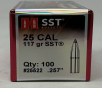 Hornady 25 Cal (.257 Dia) Reloading Bullets H25522 117 Grain SST 100 Pieces