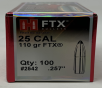 Hornady 25 Cal (.257 Dia) Reloading Bullets H2542 110 Grain FTX 100 Pieces