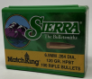 Sierra 6.5mm (.264 Dia) Reloading Bullets Matchking SRAA1725 120 Grain Hollow Point Boat Tail 100 Pieces