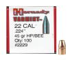 Hornady 22 Cal (.224 Dia) Reloading Bullets H2229 45 Grain Hollow Point 100 Pieces