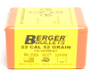 Berger .224 Diameter 52 Grain Flat Base Hollow Point Varmint 100 Count Bullets