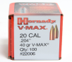 Hornady .204 Diameter 40 Grain Polymer Tip V-Max Bullets