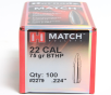 Hornady .224 Diameter 75 Grain Boat Tail Hollow Point Bullets